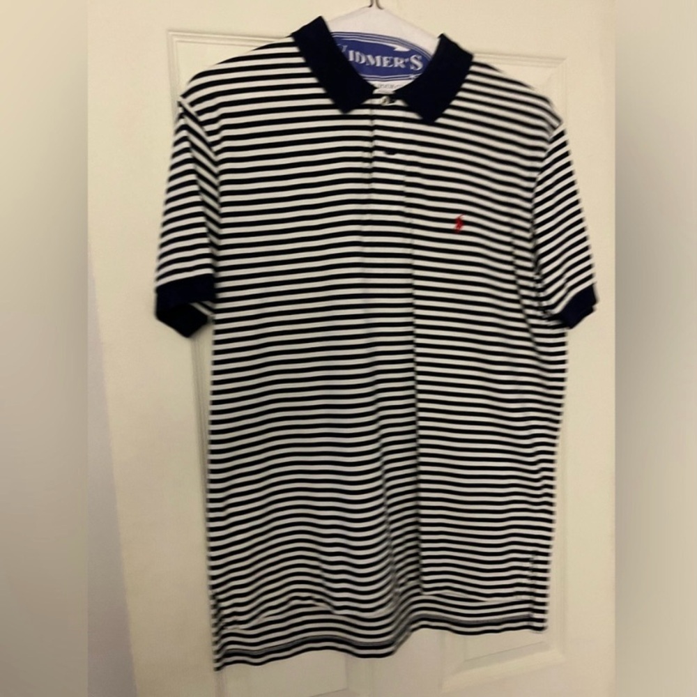 👕 Polo Ralph Lauren Blue & White Striped Men’s Polo Large